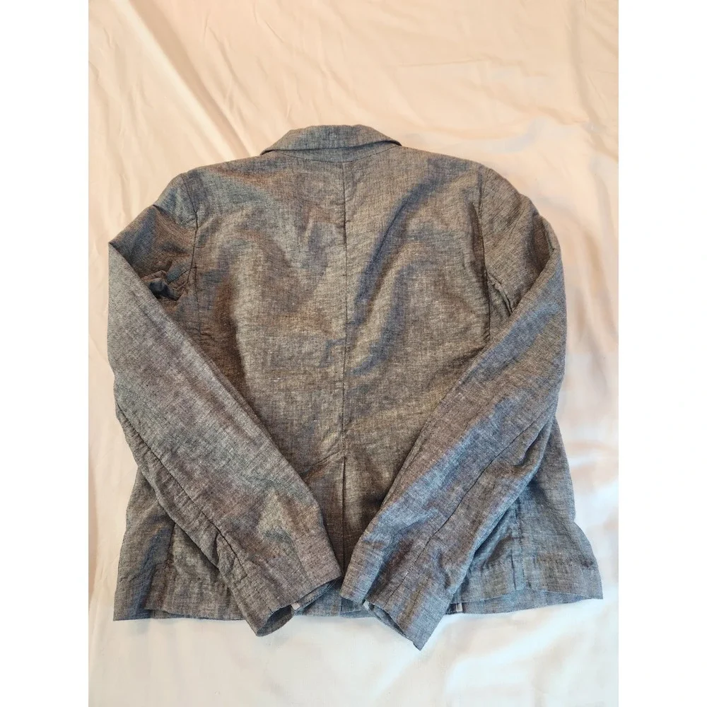 Gap Womens Blue Linen Blend Single Button Blazer Jacket Size 10‎ Chambray Summer